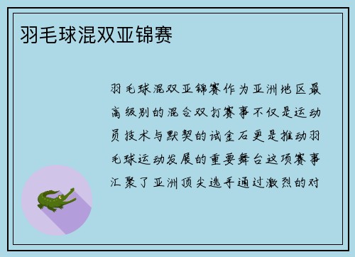 羽毛球混双亚锦赛